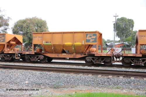 140601 4502
Woodbridge, empty Carina bound iron ore train #1035, CFCLA leased CHCH type waggon CHCH 7794 these waggons were rebuilt between 2010 and 2012 by Bluebird Rail Operations SA from former Goldsworthy Mining hopper waggons originally built by Tomlinson WA and Scotts of Ipswich Qld back in the 60's to early 80's. June 1, 2014.
Keywords: CHCH-type;CHCH7794;Bluebird-Rail-Operations-SA;2010/201-194;