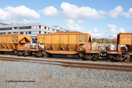140601 4641
Midland, loaded iron ore train #1030 heading to Kwinana, CFCLA leased CHCH type waggon CHCH 7624 these waggons were rebuilt between 2010 and 2012 by Bluebird Rail Operations SA from former Goldsworthy Mining hopper waggons originally built by Tomlinson WA and Scotts of Ipswich Qld back in the 60's to early 80's. 1st June 2014.
Keywords: CHCH-type;CHCH7624;Bluebird-Rail-Operations-SA;2010/201-24;