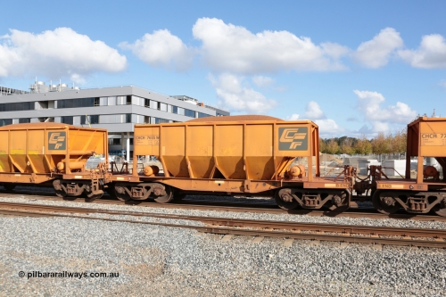 140601 4650
Midland, loaded iron ore train #1030 heading to Kwinana, CFCLA leased CHCH type waggon CHCH 7655 these waggons were rebuilt between 2010 and 2012 by Bluebird Rail Operations SA from former Goldsworthy Mining hopper waggons originally built by Tomlinson WA and Scotts of Ipswich Qld back in the 60's to early 80's. June 1, 2014.
Keywords: CHCH-type;CHCH7655;Bluebird-Rail-Operations-SA;2010/201-55;