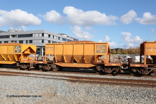 140601 4660
Midland, loaded iron ore train #1030 heading to Kwinana, CFCLA leased CHCH type waggon CHCH 7614 these waggons were rebuilt between 2010 and 2012 by Bluebird Rail Operations SA from former Goldsworthy Mining hopper waggons originally built by Tomlinson WA and Scotts of Ipswich Qld back in the 60's to early 80's. June 1, 2014.
Keywords: CHCH-type;CHCH7614;Bluebird-Rail-Operations-SA;2010/201-14;