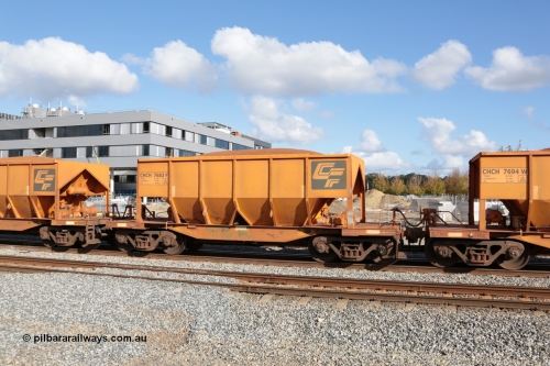 140601 4668
Midland, loaded iron ore train #1030 heading to Kwinana, CFCLA leased CHCH type waggon CHCH 7683 these waggons were rebuilt between 2010 and 2012 by Bluebird Rail Operations SA from former Goldsworthy Mining hopper waggons originally built by Tomlinson WA and Scotts of Ipswich Qld back in the 60's to early 80's. June 1, 2014.
Keywords: CHCH-type;CHCH7683;Bluebird-Rail-Operations-SA;2010/201-83;