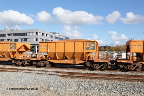 140601 4675
Midland, loaded iron ore train #1030 heading to Kwinana, CFCLA leased CHCH type waggon CHCH 7798 these waggons were rebuilt between 2010 and 2012 by Bluebird Rail Operations SA from former Goldsworthy Mining hopper waggons originally built by Tomlinson WA and Scotts of Ipswich Qld back in the 60's to early 80's. 1st June 2014.
Keywords: CHCH-type;CHCH7798;Bluebird-Rail-Operations-SA;2010/201-198;