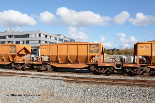 140601 4677
Midland, loaded iron ore train #1030 heading to Kwinana, CFCLA leased CHCH type waggon CHCH 7671 these waggons were rebuilt between 2010 and 2012 by Bluebird Rail Operations SA from former Goldsworthy Mining hopper waggons originally built by Tomlinson WA and Scotts of Ipswich Qld back in the 60's to early 80's. June 1, 2014.
Keywords: CHCH-type;CHCH7671;Bluebird-Rail-Operations-SA;2010/201-71;