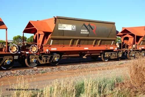 190107 0432
Parkeston, Mineral Resources Ltd MHPY type iron ore waggon MHPY 00212 built by CSR Yangtze Co China in 2014 as a batch of 382 units, these bottom discharge hopper waggons are operated in 'married' pairs.
Keywords: MHPY-type;MHPY00212;2014/382-212;CSR-Yangtze-Rolling-Stock-Co-China;
