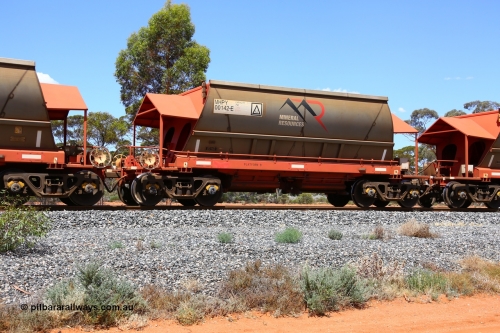 190107 0559
Binduli, on empty Mineral Resources Ltd iron ore train service from Esperance to Koolyanobbing 2034 with MRL's MHPY type iron ore waggon MHPY 00142 built by CSR Yangtze Co China serial 2014/382-142 in 2014 as a batch of 382 units, these bottom discharge hopper waggons are operated in 'married' pairs.
Keywords: MHPY-type;MHPY00142;2014/382-142;CSR-Yangtze-Rolling-Stock-Co-China;