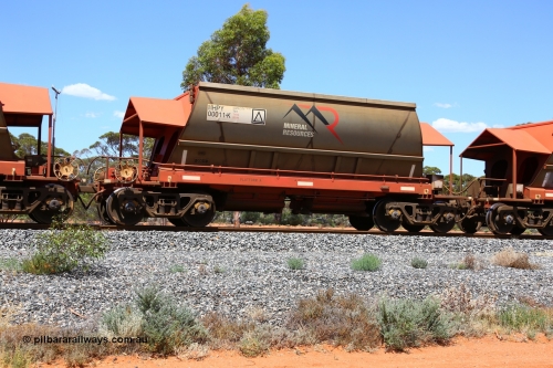 190107 0607
Binduli, on empty Mineral Resources Ltd iron ore train service from Esperance to Koolyanobbing 2034 with MRL's MHPY type iron ore waggon MHPY 00011 built by CSR Yangtze Co China serial 2014/382-11 in 2014 as a batch of 382 units, these bottom discharge hopper waggons are operated in 'married' pairs.
Keywords: MHPY-type;MHPY00011;2014/382-11;CSR-Yangtze-Rolling-Stock-Co-China;