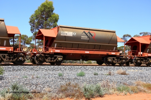 190107 0619
Binduli, on empty Mineral Resources Ltd iron ore train service from Esperance to Koolyanobbing 2034 with MRL's MHPY type iron ore waggon MHPY 00207 built by CSR Yangtze Co China serial 2014/382-207 in 2014 as a batch of 382 units, these bottom discharge hopper waggons are operated in 'married' pairs.
Keywords: MHPY-type;MHPY00207;2014/382-207;CSR-Yangtze-Rolling-Stock-Co-China;