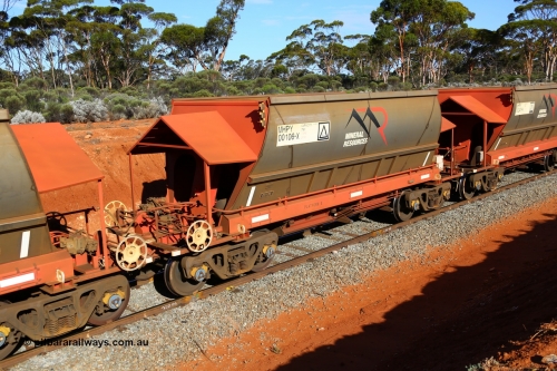 190109 1572
Binduli, Mineral Resources Ltd empty iron ore train 4030 with MRL's MHPY type iron ore waggon MHPY 00106 built by CSR Yangtze Co China serial 2014/382-106 in 2014 as a batch of 382 units, these bottom discharge hopper waggons are operated in 'married' pairs.
Keywords: MHPY-type;MHPY00106;2014/382-106;CSR-Yangtze-Rolling-Stock-Co-China;