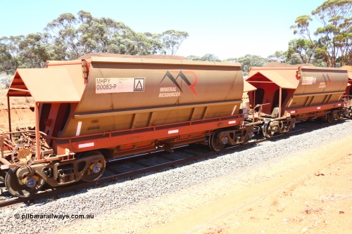 190129 4316
Binduli, on Mineral Resources Ltd loaded iron ore train service from Koolyanobbing to Esperance #3033 with MRL's MHPY type iron ore waggon MHPY 00083 built by CSR Yangtze Co China serial 2014/382-83 in 2014 as a batch of 382 units, these bottom discharge hopper waggons are operated in 'married' pairs.
Keywords: MHPY-type;MHPY00083;2014/382-83;CSR-Yangtze-Co-China;