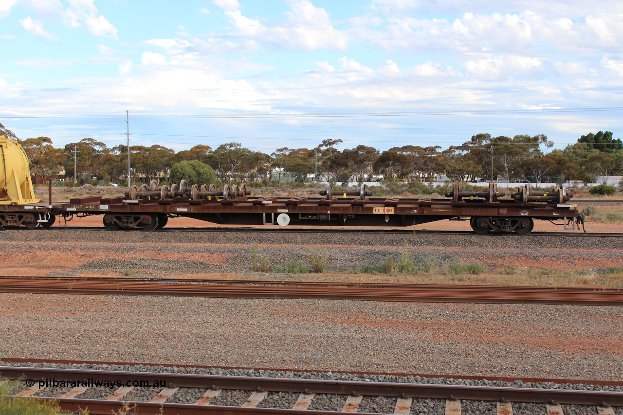 131024 IMG 0655
West Kalgoorlie, AZVY type departmental wheel set carrier waggon AZVY 4193, built by Transfield WA 1976 for Commonwealth Railways as one of two hundred GOX type open waggons, recoded to AOOX, in 1993 to AOSX type. In service with ARG as a wheel set transport waggon in West Kalgoorlie loco traffic. Peter Donaghy image.
Keywords: Peter-D-Image;AZVY-type;AZVY4193;Transfield-WA;GOX-type;AOOX-type;AOSX-type;