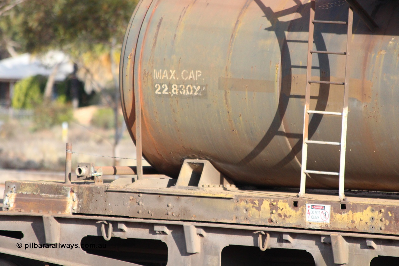 131024 IMG 0666
West Kalgoorlie, detail image of AZWY 30373 'Sputnik' loco oil and sand waggon. Peter Donaghy image.
Keywords: Peter-D-Image;AZWY-type;AZWY30373;Tomlinson-Steel-WA;WFX-type;WQCX-type;WSP-type;