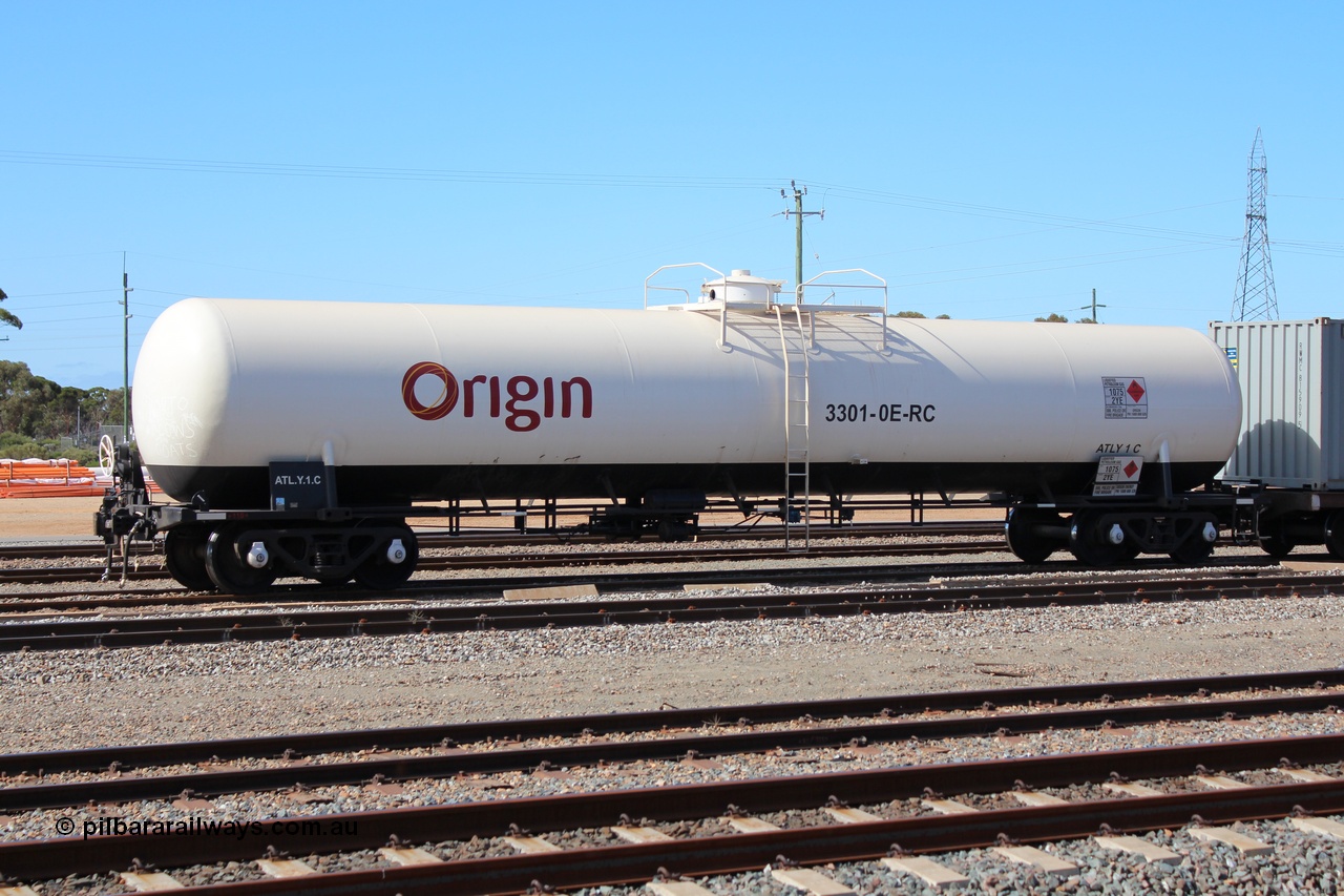 140309 IMG 1761
West Kalgoorlie, ATLY type gas tank waggon ATLY 1, built by Comeng NSW in 1968 as a Tg type tank waggon for Boral Gas as Tg 1 on the South Australian Railways, to the VR as TWF type TWF 10 in 1979, then later in 1979 to VTGX type. Off VR register 1988 and to AN as ATLX type ATLX 1, then to ATLY. Peter Donaghy image.
Keywords: Peter-D-Image;ATLY-type;ATLY1;Comeng-NSW;Tg-type;Tg1;TWF-type;TWF10;VTGX-type;ATLX-type;