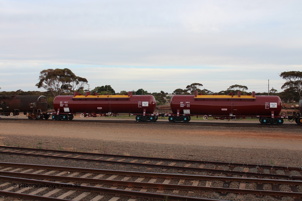 141028 IMG 3267
West Kalgoorlie, NTAY type fuel tank waggon NTAY 5455 with 62,000 litre capacity for BP. Refurbished by Gemco WA in June 2014 from ex Mobil Oil NTAF type tank waggon NTAF 5455. In BP Oil ownership. I think this is an Indeng Qld built NTAF 455 the final of seven such tanks built for Mobil of NSW in 1981. Peter Donaghy image.
Keywords: Peter-D-Image;NTAY-type;NTAY5455;NTAF-type;Indeng-Qld;NTAF455;