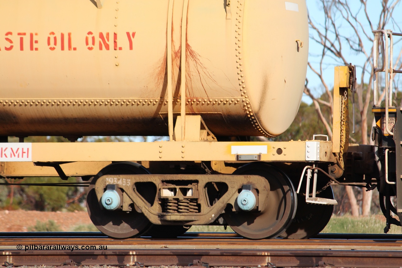 150326 IMG 4342
West Kalgoorlie, AZAY type waste oil waggon AZAY 23439, detail image, this waggon usually operates between Merredin Loco and Forrestfield, not normally seen here in the Goldfields. Peter Donaghy image.
Keywords: Peter-D-Image;AZAY-type;AZAY23439;