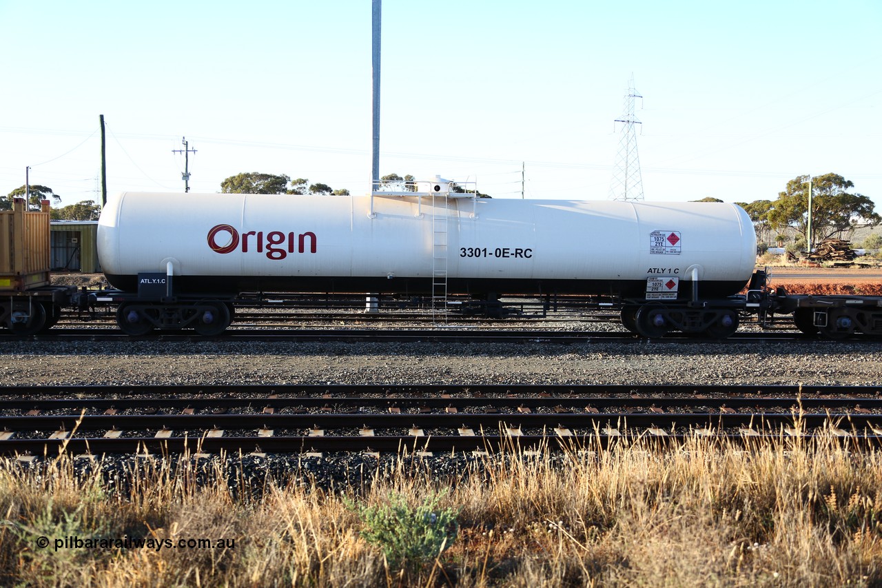 160522 2043
West Kalgoorlie, ATLY 1 Origin LPG tank waggon. Built as Tg type gas tank waggon by Comeng NSW as Tg 1 in Oct 1968 for South Australian Railways, to Victorian Railways in 1979 as TWF 10, then recoded to VTGX, then back to AN in 1988 as ATLX.
Keywords: ATLY-type;ATLY1;SAR-Islington-WS;Tg-type;Tg1;TWF-type;TWF10;VTGX-type;VTGX10;ATLX-type;