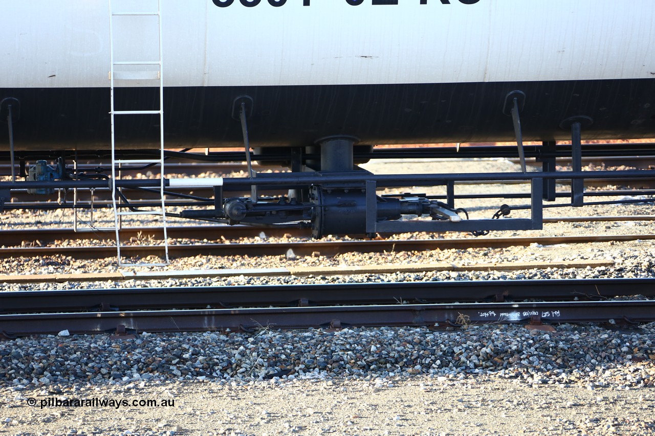 160522 2044
West Kalgoorlie, ATLY 1 Origin LPG tank waggon. Built as Tg type gas tank waggon by Comeng NSW as Tg 1 in Oct 1968 for South Australian Railways, to Victorian Railways in 1979 as TWF 10, then recoded to VTGX, then back to AN in 1988 as ATLX.
Keywords: ATLY-type;ATLY1;SAR-Islington-WS;Tg-type;Tg1;TWF-type;TWF10;VTGX-type;VTGX10;ATLX-type;