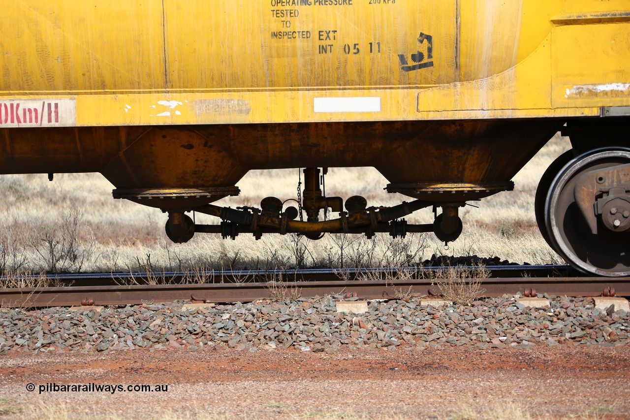 160522 2310
Parkeston, APNY 31164, one of four built by Westrail Midland Workshops in 1978 as WNA type pneumatic discharge nickel concentrate waggon, WAGR built and owned copies of the AE Goodwin built WN waggons for WMC.
Keywords: APNY-type;APNY31164;Westrail-Midland-WS;WNA-type;