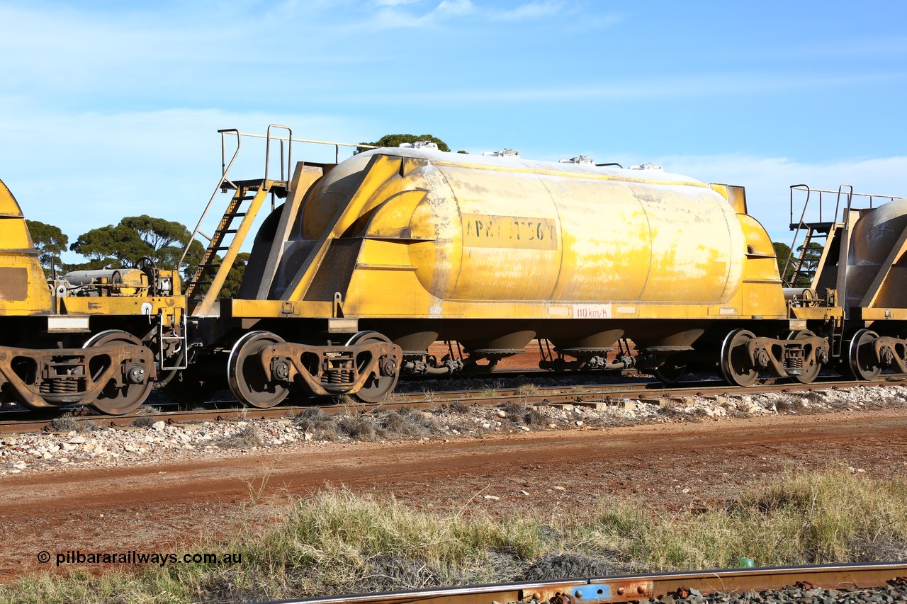 160523 2790
Parkeston, APNY 31156, one of twelve built by WAGR Midland Workshops in 1974 as WNA type pneumatic discharge nickel concentrate waggon, WAGR built and owned copies of the AE Goodwin built WN waggons for WMC.
Keywords: APNY-type;APNY31156;WAGR-Midland-WS;WNA-type;