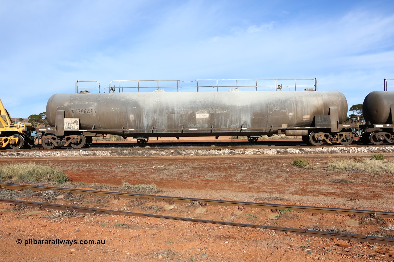 160523 2798
Parkeston, APKY 30642, one of two built by WAGR Midland Workshops in 1970 as WK type pneumatic discharge bulk cement waggon.
Keywords: APKY-type;APKY30642;WAGR-Midland-WS;WK-type;