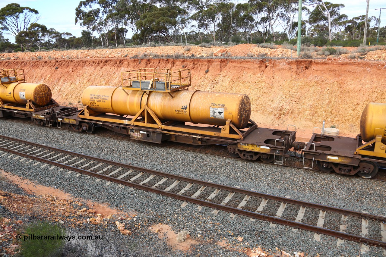 160525 4811
West Kalgoorlie, AQHY 30057 with sulphuric acid tank CSA 0089, originally built by WAGR Midland Workshops in 1964/66 as a WF type flat waggon, then in 1997, following several recodes and modifications, was one of seventy five waggons converted to the WQH type to carry CSA sulphuric acid tanks between Hampton/Kalgoorlie and Perth/Kwinana, part of empty acid train 4405 departing in the yard. CSA 0089 was built by Vcare Engineering, India for Access Petrotec & Mining Solutions in 2015.
Keywords: AQHY-type;AQHY30057;WAGR-Midland-WS;WF-type;WFDY-type;WFDF-type;RFDF-type;WQH-type;