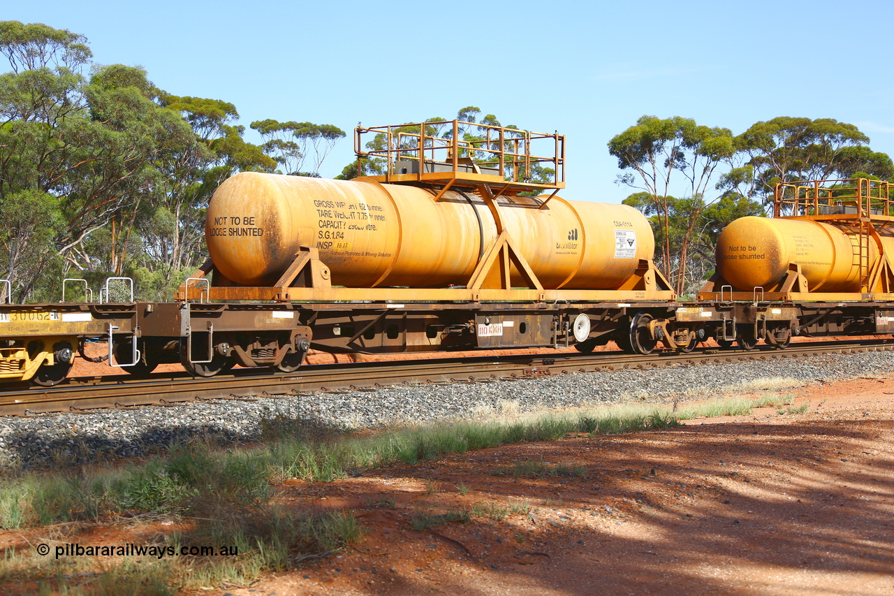 190108 1132
Binduli, AQHY 30035 with CSA 0114, originally built by the WAGR Midland Workshops in 1964/66 as a WF type flat waggon, then in 1997, following several recodes and modifications, was one of seventy five waggons converted to the WQH type to carry CSA sulphuric acid tanks between Hampton/Kalgoorlie and Perth/Kwinana. CSA 0114 was built by Vcare Engineering, India for Access Petrotec & Mining Solutions.
Keywords: AQHY-type;AQHY30035;WAGR-Midland-WS;WF-type;WFM-type;WFDY-type;WFDF-type;RFDF-type;WQH-type;