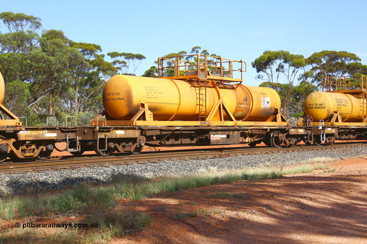 190108 1133
Binduli, AQHY 30071 with CSA 0081, originally built by the WAGR Midland Workshops in 1964/66 as a WF type flat waggon, then in 1997, following several recodes and modifications, was one of seventy five waggons converted to the WQH type to carry CSA sulphuric acid tanks between Hampton/Kalgoorlie and Perth/Kwinana. CSA 0081 was built by Vcare Engineering, India for Access Petrotec & Mining Solutions.
Keywords: AQHY-type;AQHY30071;WAGR-Midland-WS;WF-type;WFDY-type;WFDF-type;RFDF-type;WQH-type;