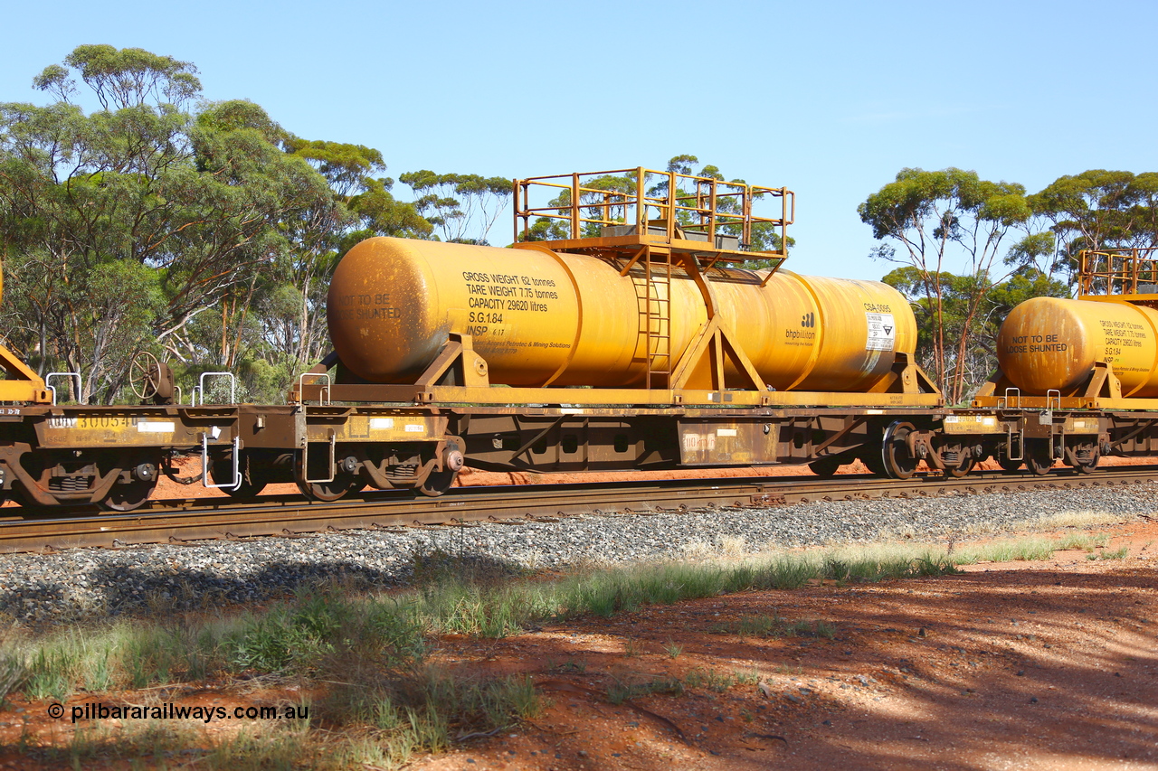 190108 1139
Binduli, AQHY 30053 with CSA 0095, originally built by the WAGR Midland Workshops in 1964/66 as a WF type flat waggon, then in 1997, following several recodes and modifications, was one of seventy five waggons converted to the WQH type to carry CSA sulphuric acid tanks between Hampton/Kalgoorlie and Perth/Kwinana. CSA 0095 was built by Vcare Engineering, India for Access Petrotec & Mining Solutions.
Keywords: AQHY-type;AQHY30053;WAGR-Midland-WS;WF-type;WFDY-type;WFDF-type;RFDF-type;WQH-type;