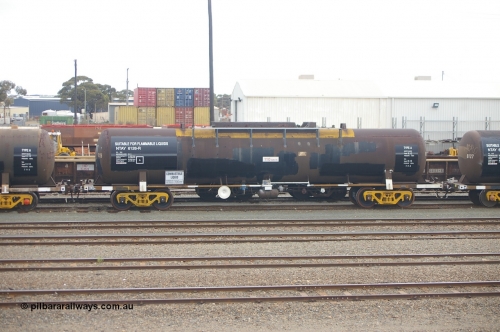 121210 IMG P11781
West Kalgoorlie, NTAY 6126 fuel tank waggon, built by Indeng Qld 1976 for Shell as an SCA type SCA 277. Recoded to NTAF 277, then 6126. Capacity of 61,300 litres. Peter Donaghy image.
Keywords: Peter-D-Image;NTAY-type;NTAY6126;Indeng-Qld;SCA-type;SCA277;NTAF-type;