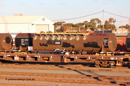 140406 IMG 1943
West Kalgoorlie, NTBF 6122 fuel tank waggon, built by Comeng NSW 1975 as a bitumen tanker type SCA for Shell Bitumen NSW as SCA 273. Peter Donaghy image.
Keywords: Peter-D-Image;NTBF-type;NTBF6122;Comeng-NSW;SCA-type;SCA273;