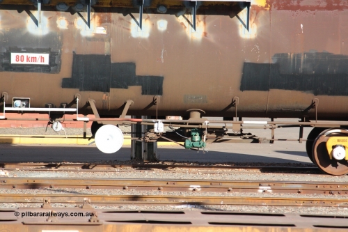 140409 IMG 1960
West Kalgoorlie, NTBF 6122 fuel tank waggon detail image, built by Comeng NSW 1975 as an SCA type bitumen tank waggon for Shell Bitumen NSW as SCA 273. Peter Donaghy image.
Keywords: Peter-D-Image;NTBF-type;NTBF6122;Comeng-NSW;SCA-type;SCA273;