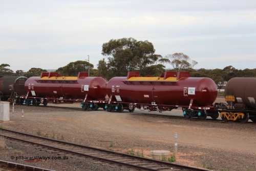 141028 IMG 3272
West Kalgoorlie, NTAY type fuel tank waggon NTAY 5455 with 62,000 litre capacity for BP. Refurbished by Gemco WA in June 2014 from ex Mobil Oil NTAF type tank waggon NTAF 5455. In BP Oil ownership. I think this is an Indeng Qld built NTAF 455 the final of seven such tanks built for Mobil of NSW in 1981. Peter Donaghy image.
Keywords: Peter-D-Image;NTAY-type;NTAY5455;NTAF-type;Indeng-Qld;NTAF455;