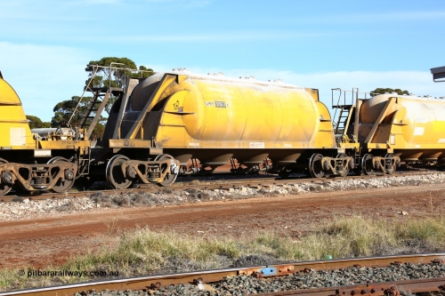 160523 2787
Parkeston, APNY 31163, one of four built by Westrail Midland Workshops in 1978 as WNA type pneumatic discharge nickel concentrate waggon, WAGR built and owned copies of the AE Goodwin built WN waggons for WMC.
Keywords: APNY-type;APNY31163;Westrail-Midland-WS;WNA-type;