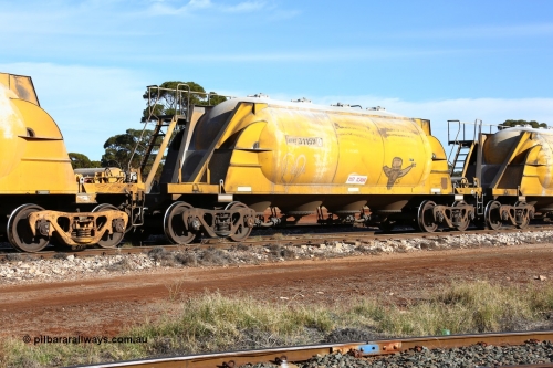160523 2789
Parkeston, APNY 31159, one of twelve built by WAGR Midland Workshops in 1974 as WNA type pneumatic discharge nickel concentrate waggon, WAGR built and owned copies of the AE Goodwin built WN waggons for WMC.
Keywords: APNY-type;APNY31159;WAGR-Midland-WS;WNA-type;