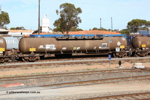 160523 3296
West Kalgoorlie, ATQF 612 diesel fuel tanker, Shell Fleet No. TR721, one of two such waggons built by Indeng Qld in 1982 for Shell as type WJQ with an original capacity of 79000 litres, current diesel capacity of 72000 litres, fitted with type F InterLock couplers.
Keywords: ATQF-type;ATQF612;Indeng-Qld;WJQ-type;