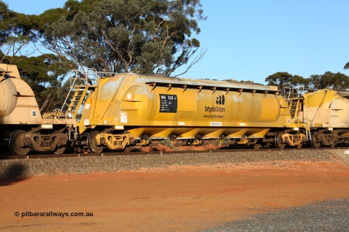 160523 3581
Binduli, nickel concentrate train 2438, WN type pneumatic discharge nickel concentrate waggon WN 525, one of thirty built by AE Goodwin NSW as WN type in 1970 for WMC.
Keywords: WN-type;WN525;AE-Goodwin;
