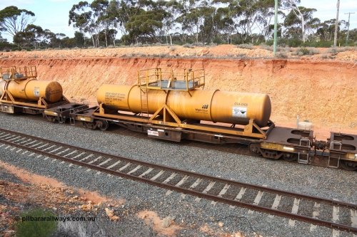 160525 4807
West Kalgoorlie, AQHY 30023 with sulphuric acid tank CSA 0105, originally built by WAGR Midland Workshops in 1964/66 as a WF type flat waggon, then in 1997, following several recodes and modifications, was one of seventy five waggons converted to the WQH type to carry CSA sulphuric acid tanks between Hampton/Kalgoorlie and Perth/Kwinana, part of empty acid train 4405 departing in the yard. CSA 0105 was built by VCare Engineering, India for Access Petrotec & Mining Solutions in 2015.
Keywords: AQHY-type;AQHY30023;WAGR-Midland-WS;WF-type;WFDY-type;WFDF-type;RFDF-type;WQH-type;