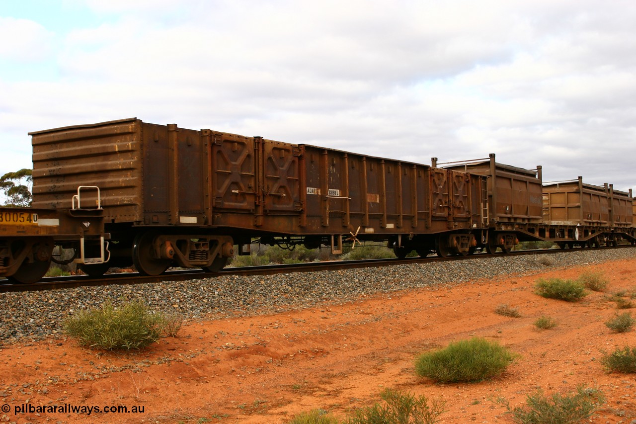 060527 4095
Scotia, AOAY 33188, originally built at WAGR Midland Workshops in 1970 as one of a batch of fifty WGX type open waggons, recoded to WOAX in c.1980.
Keywords: AOAY-type;AOAY33188;WAGR-Midland-WS;WGX-type;