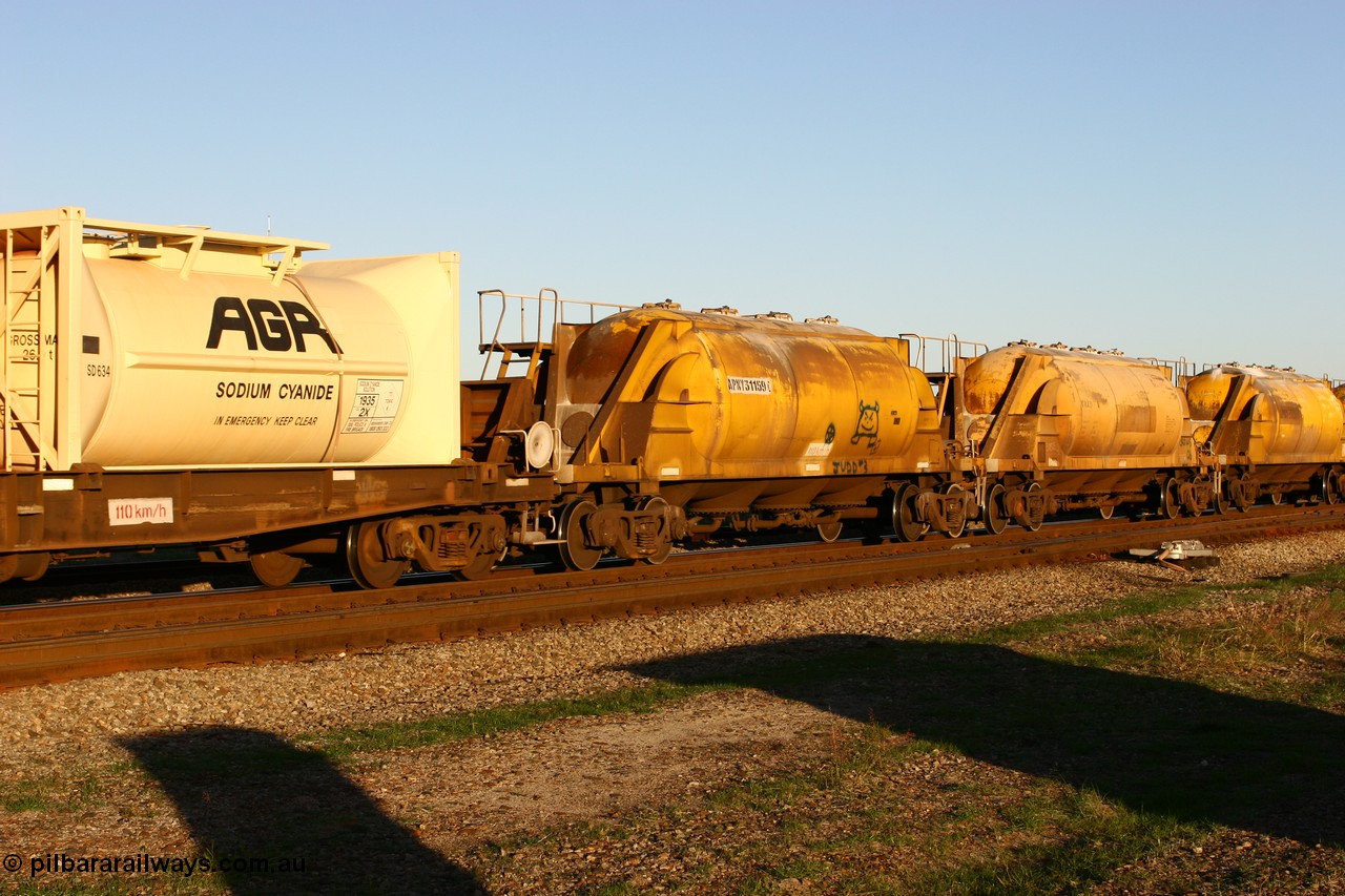 060603 5240
Midland, APNY 31159, one of twelve built by WAGR Midland Workshops in 1974 as WNA class pneumatic discharge nickel concentrate waggon, WAGR built and owned copies of the AE Goodwin built WN waggons for WMC. 
Keywords: APNY-type;APNY31159;WAGR-Midland-WS;WNA-type;