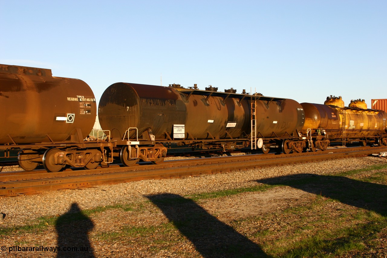 060603 5251 WTEY7314J
Midland, WTEY 7314 diesel fuel tank waggon, former NTAF in service for BP Oil, former AMPOL tank, coded WTEY when arrived in WA.
Keywords: WTEY-type;WTEY7314;NTAF-type;