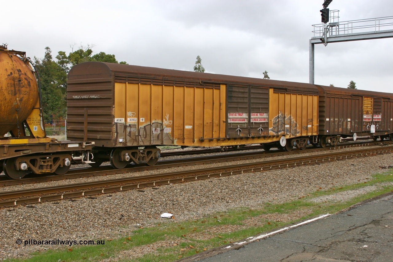 070608 0117
Midland, ABAY 30932 covered van waggon, one of one hundred and thirty five built by Mechanical Handling Ltd SA in 1970-71 as WVX type, recoded to WBAX in 1979.
Keywords: ABAY-type;ABAY30932;Mechanical-Handling-Ltd-SA;WVX-type;WBAX-type;