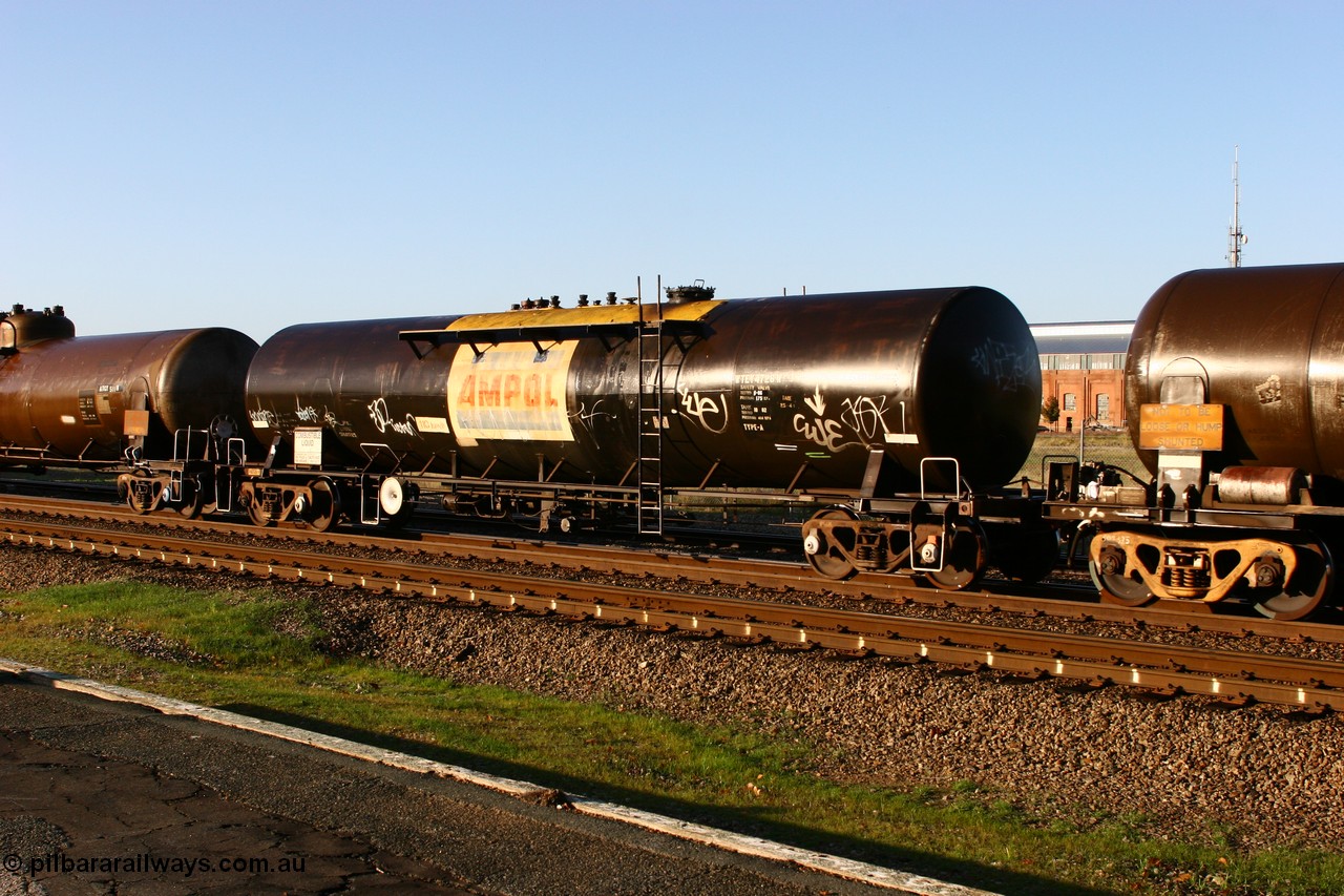 070609 0197
Midland, WTEY 4726 diesel fuel tank waggon, former NTAF in service for Caltex, former AMPOL tank, coded WTEF when arrived in WA in 1995.
Keywords: WTEY-type;WTEY4726;NTAF-type;