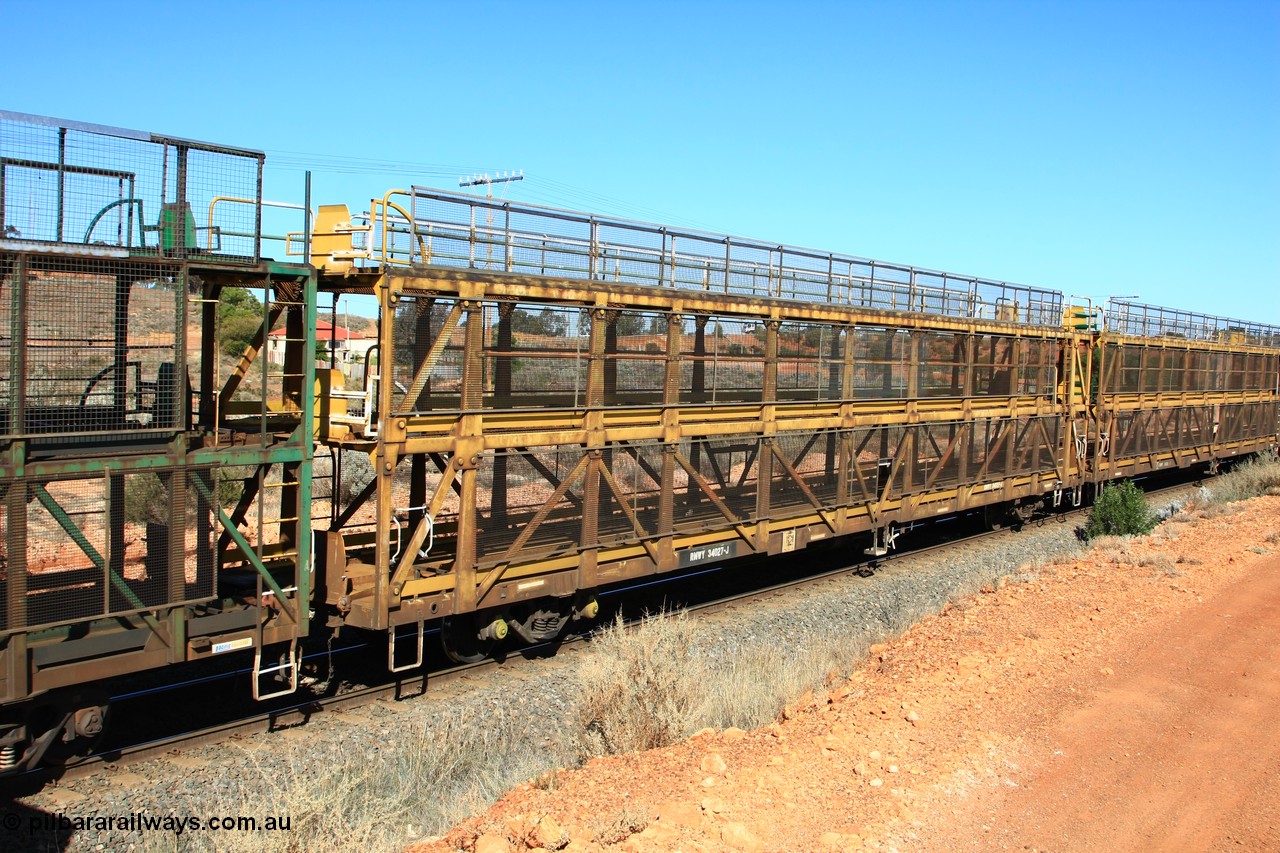 100603 8830
Parkeston, RMWY 34027 triple deck car carrying waggon, built by Comeng NSW in 1975 within the third batch of ten WMX type double deck car carrying waggons, re-coded to WMFX in 1979, converted to triple deck WMGF in 1989 then under National Rail leasing they became RMWY type.
Keywords: RMWY-type;RMWY34027;WAGR-Midland-WS;WMX-type;WMFX-type;WMGF-type;