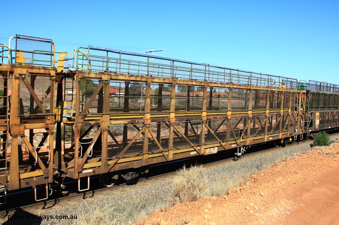 100603 8833
Parkeston, RMWY 34029 triple deck car carrying waggon, built by Comeng NSW in 1975 within the third batch of ten WMX type double deck car carrying waggons, re-coded to WMFX in 1979, converted to triple deck WMGF in 1989 then under National Rail leasing they became RMWY type.
Keywords: RMWY-type;RMWY34029;WAGR-Midland-WS;WMX-type;WMFX-type;WMGF-type;