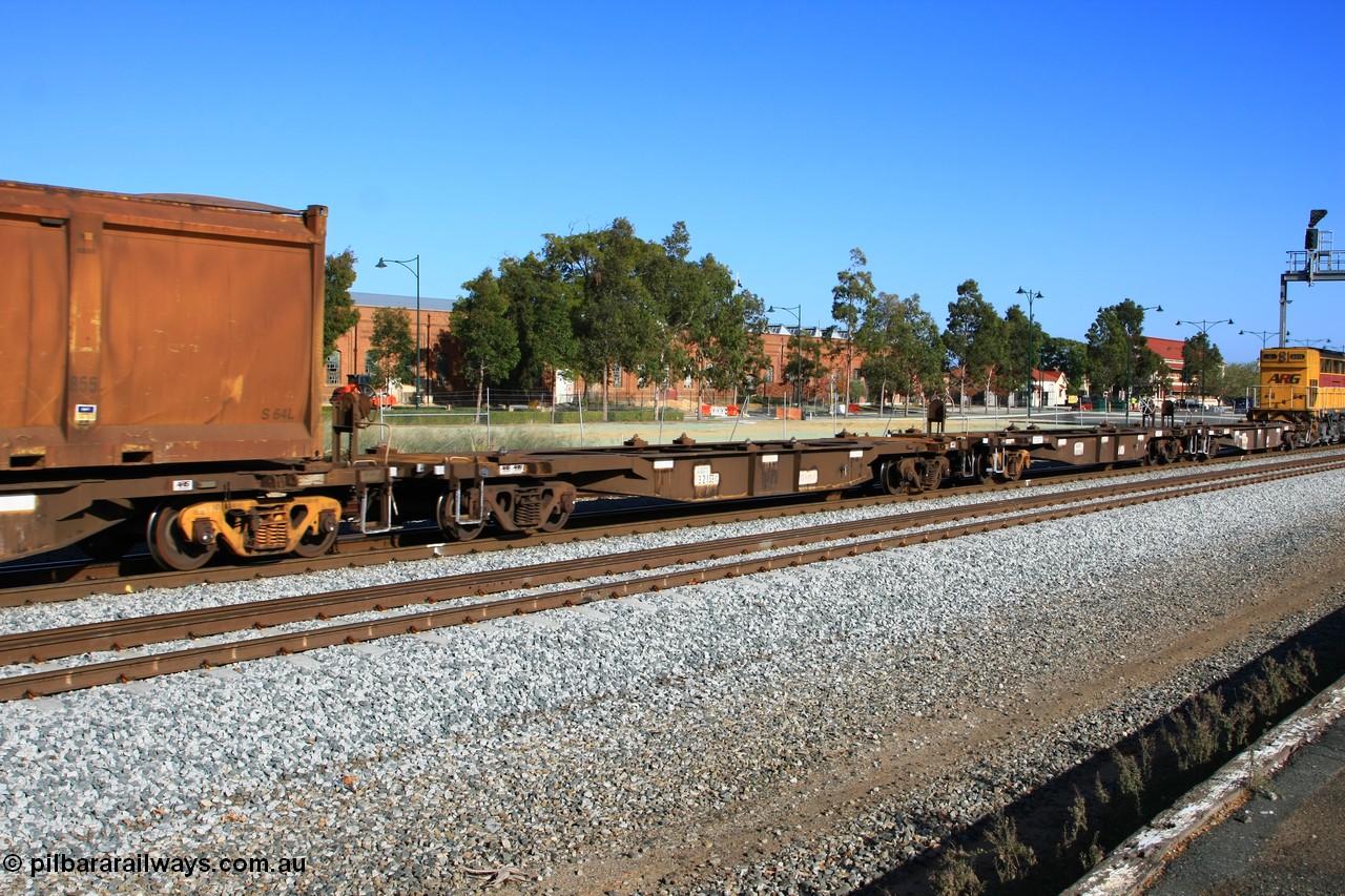 100608 9708
Midland, AQNY 32153, one of sixty two waggons built by Goninan WA in 1998 as WQN class for Murrin Murrin container traffic, running empty on train 2430 empty Malcolm freighter.
Keywords: AQNY-type;AQNY32153;Goninan-WA;WQN-type;