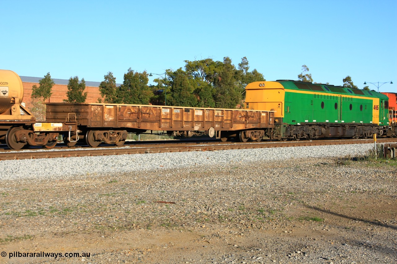 100609 09925
Midland, AOXY 33104, converted to carry nickel matte bulk bags, in WGL traffic. Built by WAGR Midland Workshops in 1969 as part of a batch of fifty eight WGX type open waggons, in 1981 to WOAX, in 1994 to ROAX, then AOAY type.
Keywords: AOXY-type;AOXY33104;WAGR-Midland-WS;WGX-type;WOAX-type;ROAX-type;