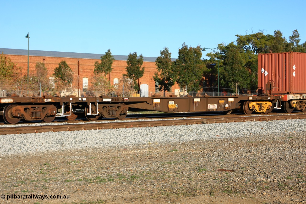 100609 09977
Midland, AQNY 32180, one of sixty two waggons built by Goninan WA in 1998 as WQN type for Murrin Murrin container traffic, running empty on train 3426 up Kalgoorlie Freighter.
Keywords: AQNY-type;AQNY32180;Goninan-WA;WQN-type;