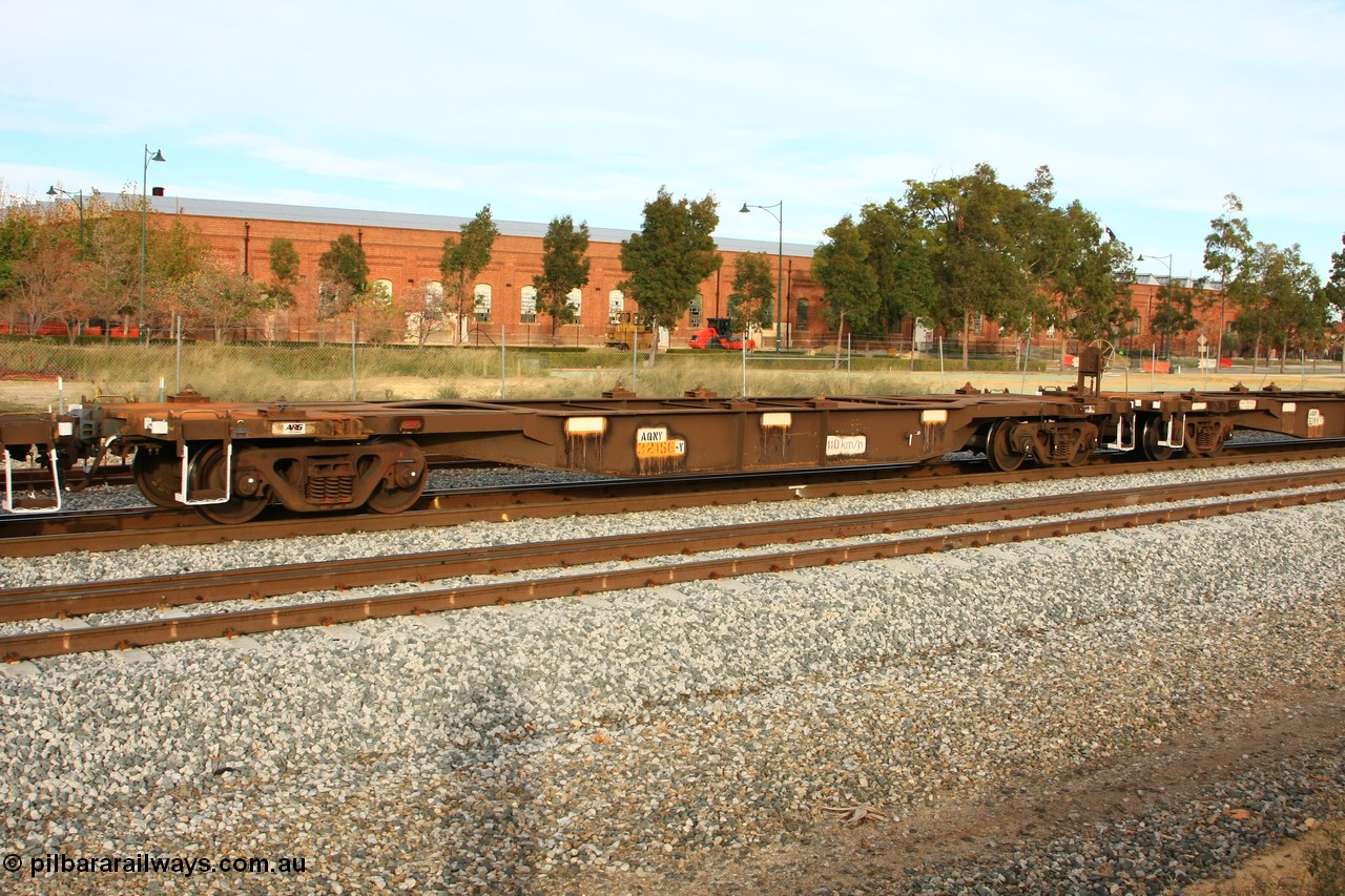 100611 0389
Midland, AQNY 32166, one of sixty two waggons built by Goninan WA in 1998 as WQN type for Murrin Murrin container traffic, running empty on train 5426 up Kalgoorlie Freighter.
Keywords: AQNY-type;AQNY32166;Goninan-WA;WQN-type;