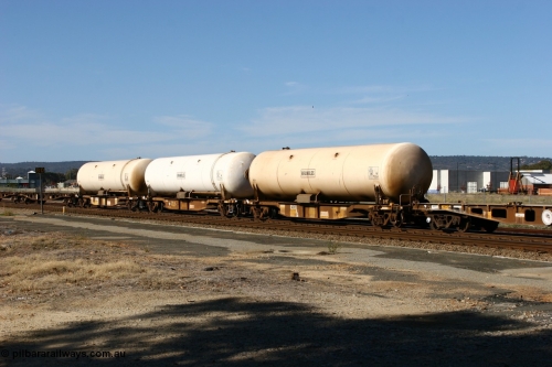 060603 5417
Midland, AZKY type anhydrous ammonia tank waggons AZKY 32237, 32329 and 32236, three of twelve built by Goninan WA in 1998 as class WQK for Murrin Murrin traffic, fitted with Brambles anhydrous ammonia tanks.
Keywords: AZKY-type;AZKY32237;Goninan-WA;WQK-type;