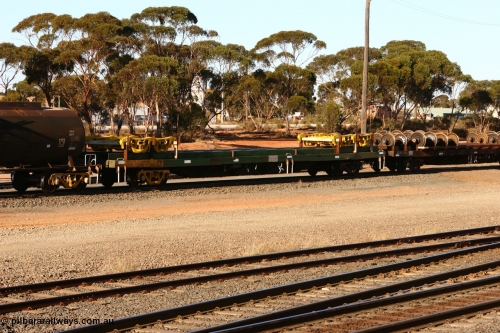 070530 9512
West Kalgoorlie, AZVY type departmental wheel set carrier waggon AZVY 2829, built by Transfield WA 1976 for Commonwealth Railways as one of two hundred GOX type open waggons. Recoded to AOOX, then in 1992 modified to AZVY.
Keywords: AZVY-type;AZVY2892;Transfield-WA;GOX-type;AOOX-type;AZVL-type;