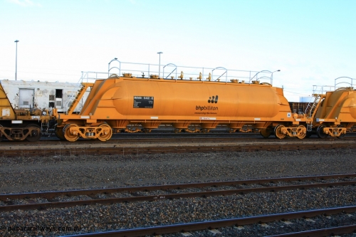 100601 8451
West Kalgoorlie, WNB type pneumatic discharge nickel concentrate waggon WNB 542, one of six units built by Bluebird Rail Services SA in 2010 for BHP Billiton.
Keywords: WNB-type;WNB542;Bluebird-Rail-Operations-SA;